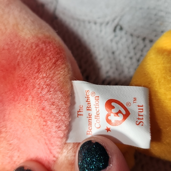 🕸Vintage Ty Beanie Baby Strut The Tie Dye Rooster 1996 P.E. Pellets - Picture 8 of 12